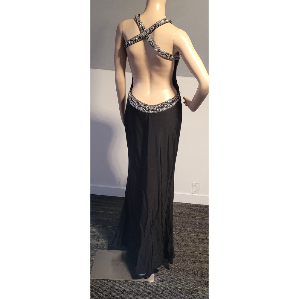 Ladies Black Elegant Dress With Side Zipper , Silver Beading Accents Size Small - Picture 8 of 15